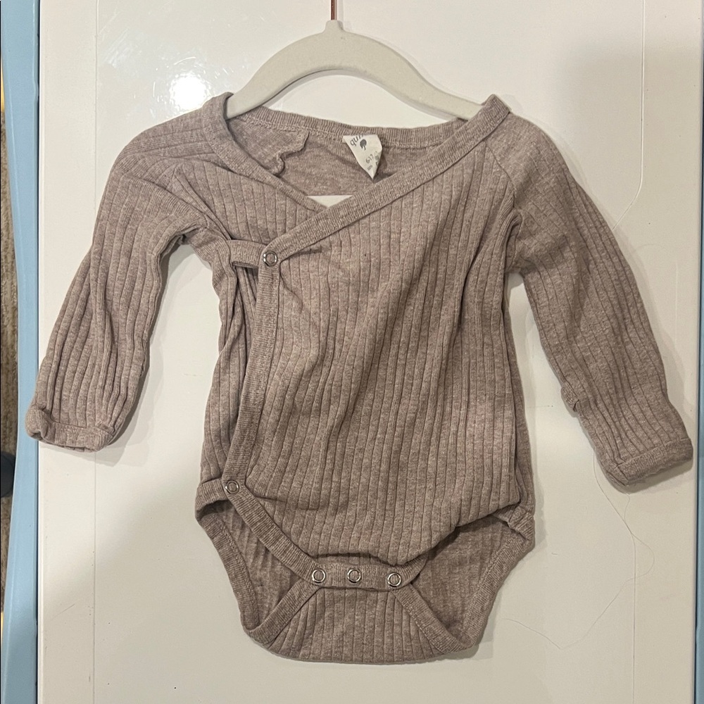 Kate Quinn Ribbed Kimono Bodysuit in Beige